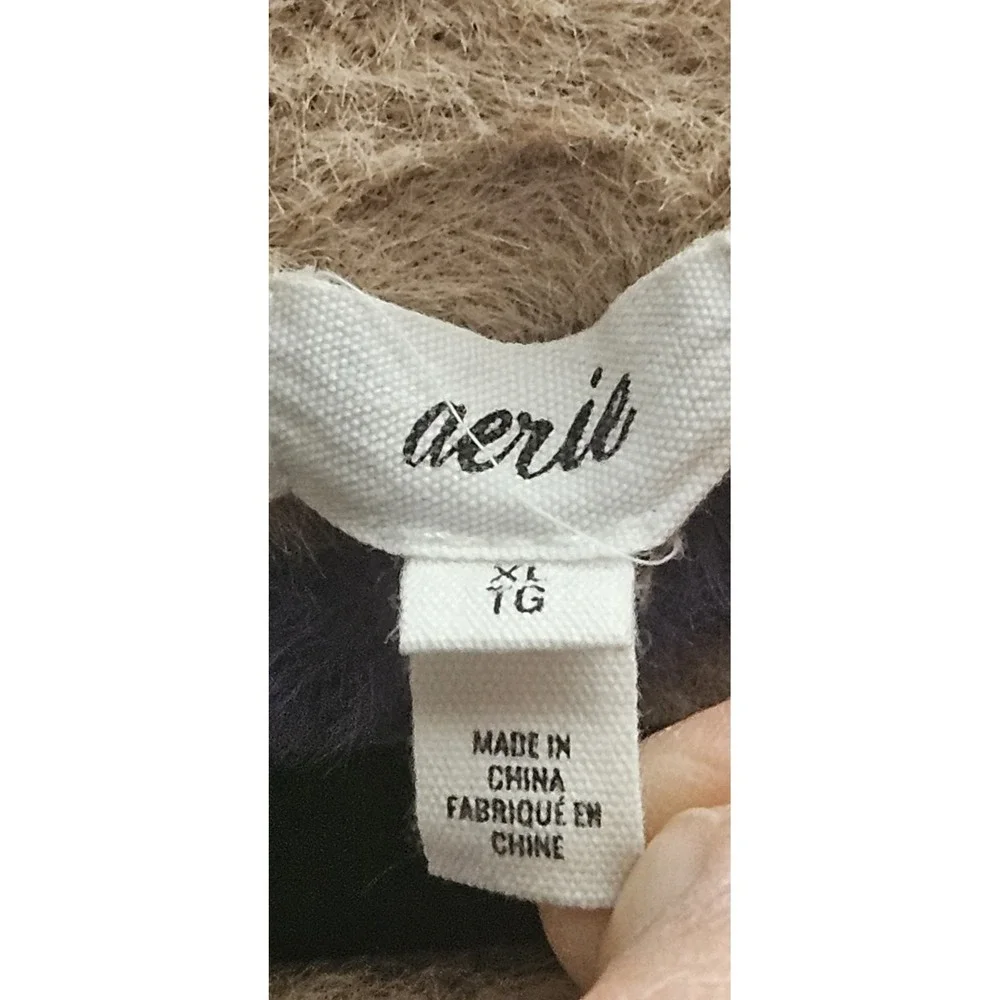 aerie Flurry crw‎ sweater striped Cappuccino woman Sz XL